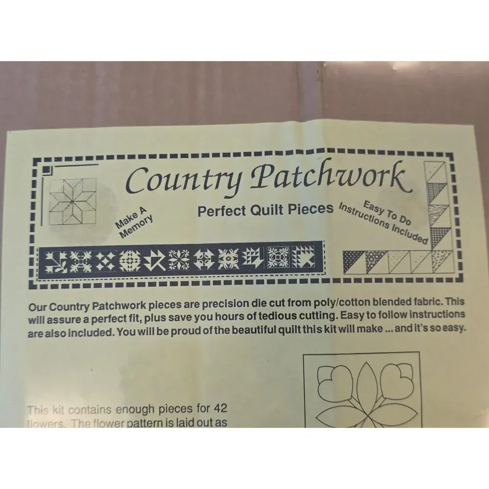 NOS VTG Quilt King 504 pieces Country Patchwork Quilting Kit Granny Cottagecore